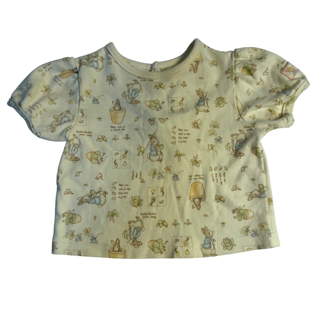 Y2K 2002 Peter Rabbit Puff Sleeve T Shirt Girls 3-6 months